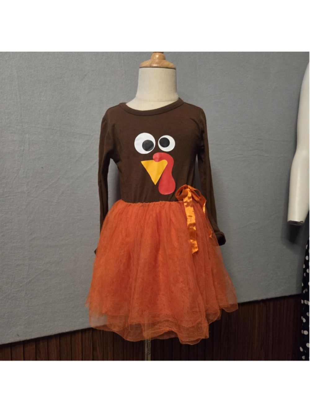 Girls Remimi Turkey Costume Dress Brown Orange Size 3/4 years